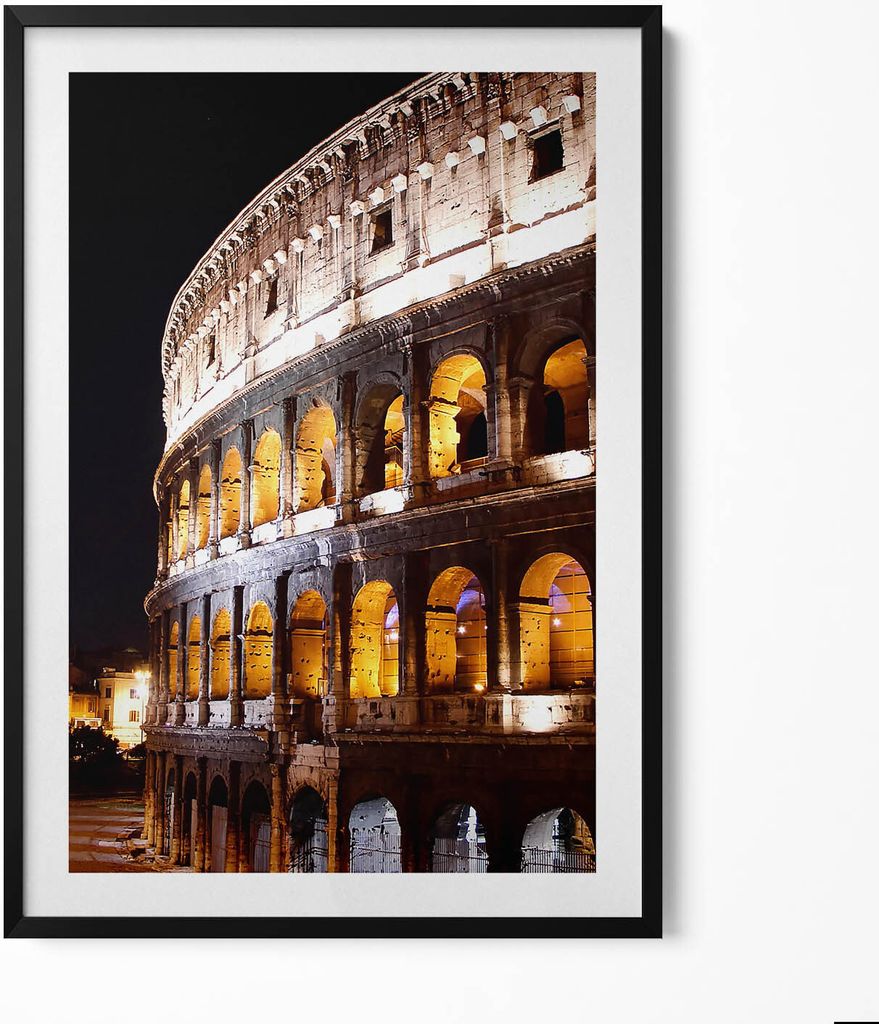 Kolosseum Rom– Wandbild mit Rahmen – Gerahmtes Bild – Wanddekoration – 70x100 cm – Schwarz Rahmen