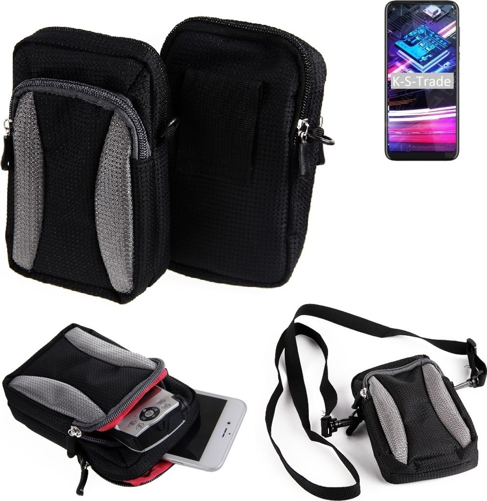 K-S-Trade Holster Schutz Hülle kompatibel mit Motorola Moto G Fast Handy Hülle Gürteltasche Umhängetasche mit Zusatzfach schwarz