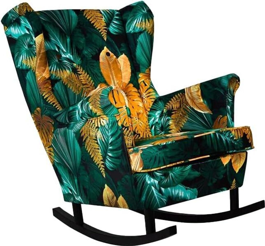 Family Meble Schaukelsessel Print Relaxsessel Skandinavisch Bequemer Ohrensessel Loungesessel Fernsehsessel Für Wohnzimmer Schlafzimmer Büro (POL...