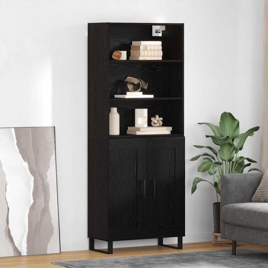 "Schlussverkauf" Highboard 1 PC - Anrichte/Sideboard - Mit Stauraum - Schwarz Eichen-Optik 69,5x34x180 cm Holzwerkstoff C6798