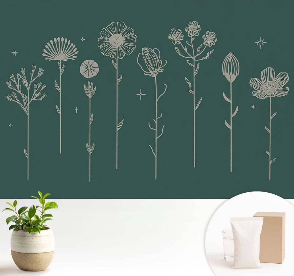 Fototapete - 104x70 cm - Tapete - Wandtapete - Wandbilder - Dekofolie - Tapete Folie - Wand - Dekoration - Wohnzimmer - Zarte Blüten