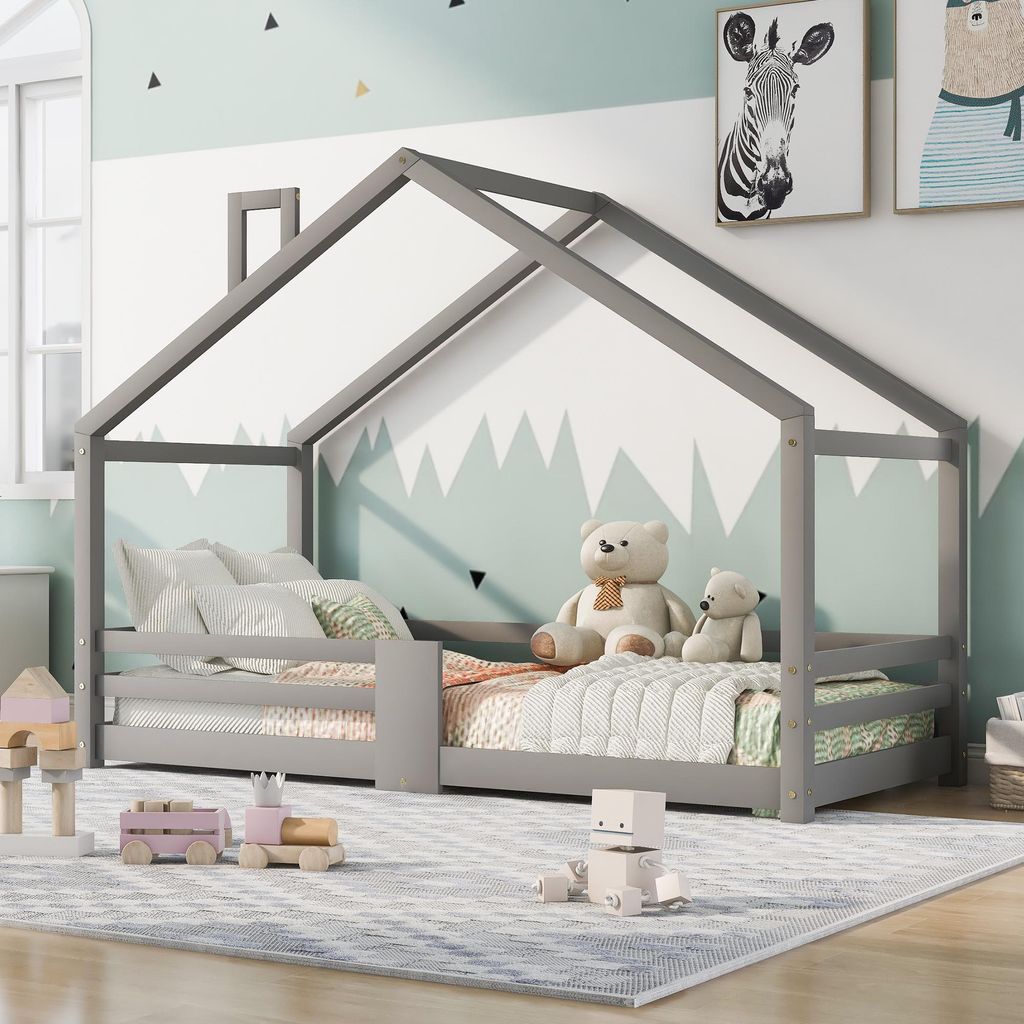 MODFU Lit enfant 90 x 200 cm - Lit cabane en pin avec Image du produit 