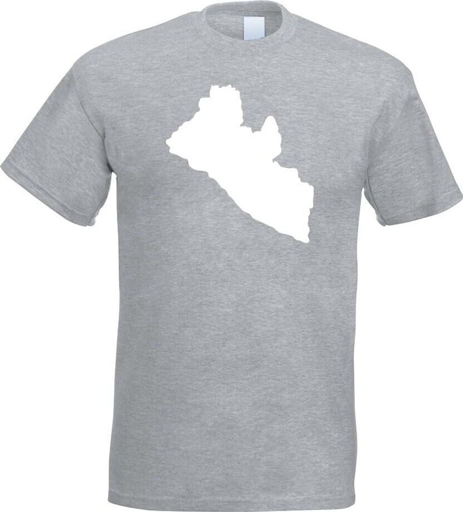 Kiwistar - T-Shirt - Graumeliert - Liberia Umriss Kontur Herren Funshirt Bedruckt Design Sprüche Spruch Motive - mit Motiv Bedruckt - Funshirt Des...