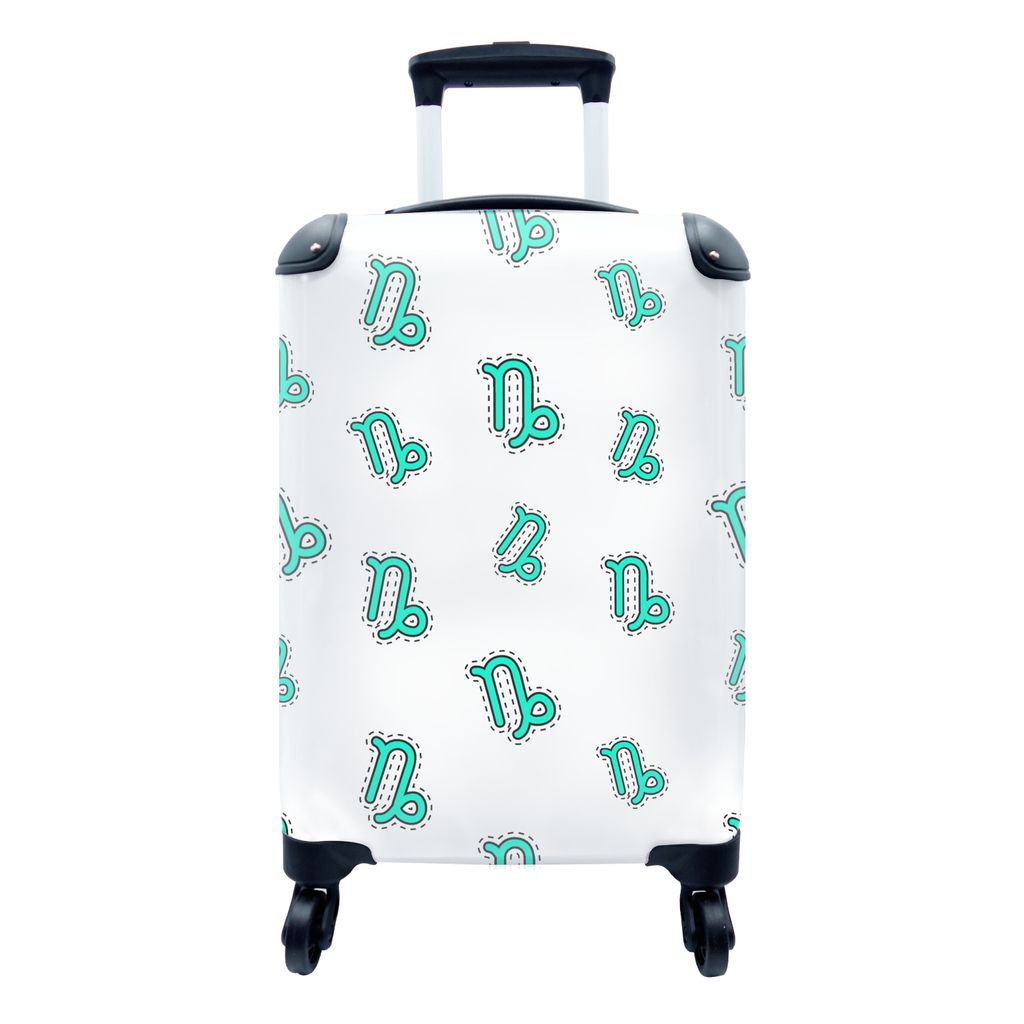 MuchoWow Koffer Handgepäck Trolley Rollkoffer Kleine Reisekoffer mit 4 Rollen - Steinbock - Gestaltung - Astrologie - Cabin Size < 55x40x23 cm &...