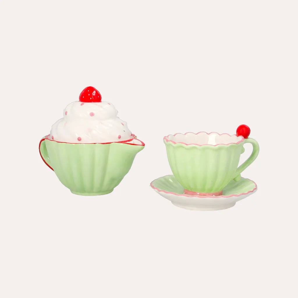 Set Théière et Tasse Idéal pour le Bureau - Céramique Blanche 16x14 cm