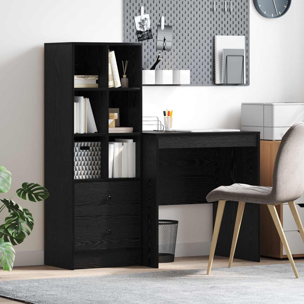 Maison Exclusive - Schreibtisch mit Schubladen 2 pcs Schwarz Eichen-Optik