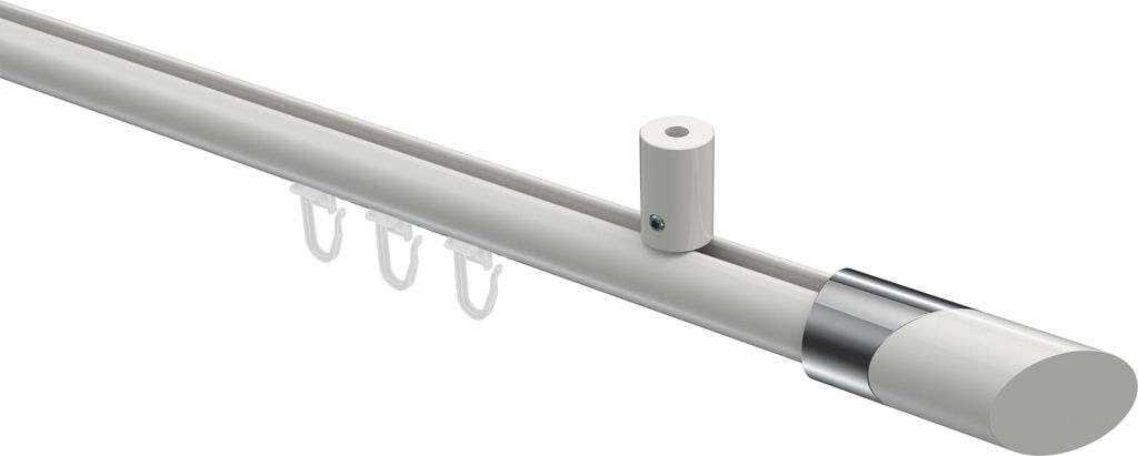 Interdeco Innenlaufstange / Gardinenstange mit Innenlauf Weiß, Typ Sonius Verano (Schräge Bicolor) Deckenmontage, 20 mm Ø 1-läufig, 140 cm