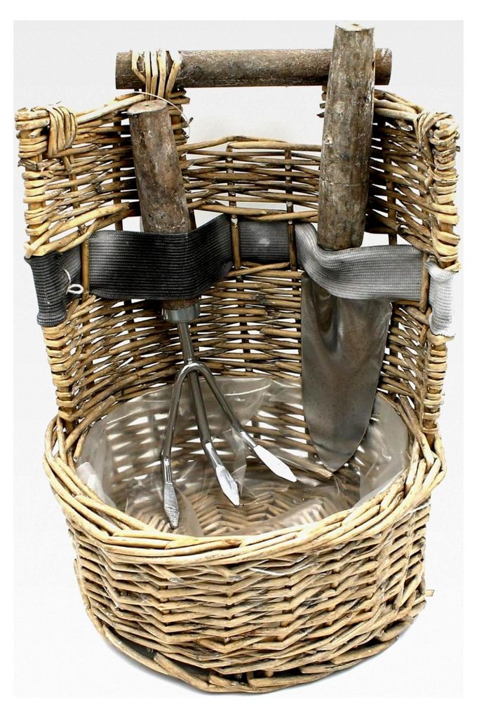 Gartenwerkzeug-Set mit Kelle und Grubber im Pflanzkorb
