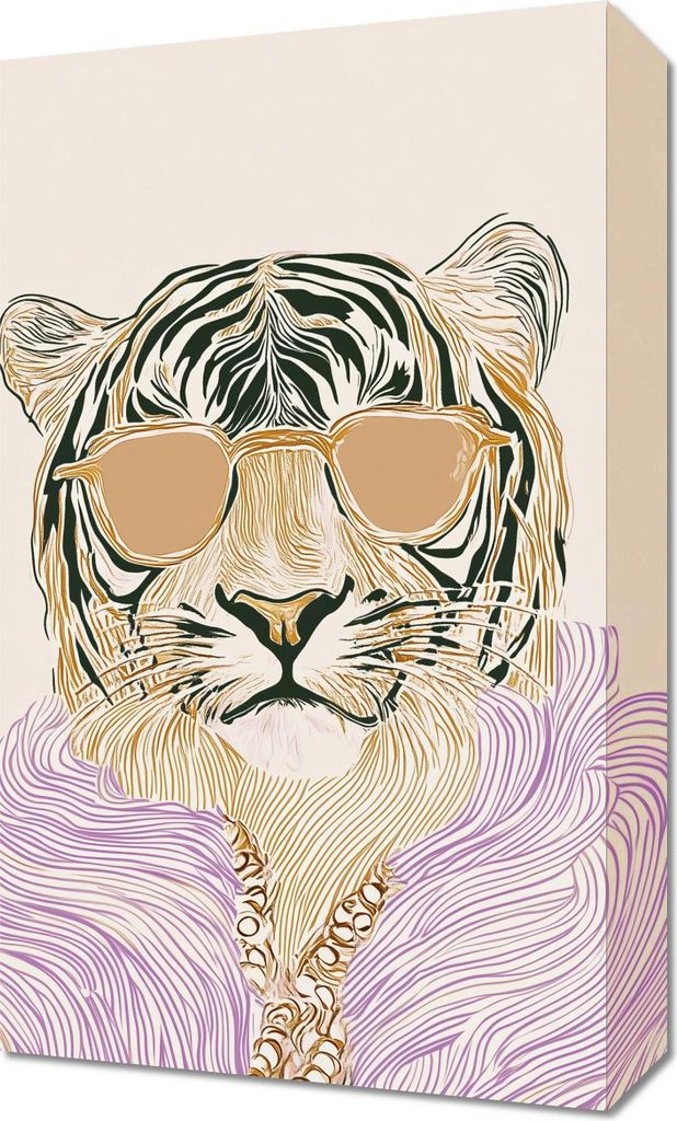 Bild 30x50cm Tierporträt | Tiger mit Brille | Pop Art