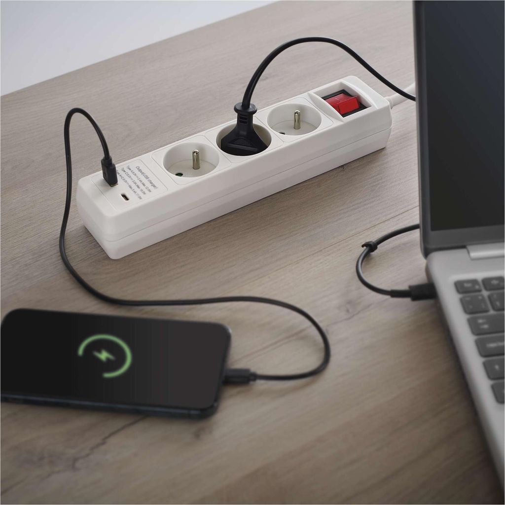 MC POWER - Adattatore USB presa/spina intermedia | con 2 x USB, 5 V max 2,1 A, presa 230 V/16 A