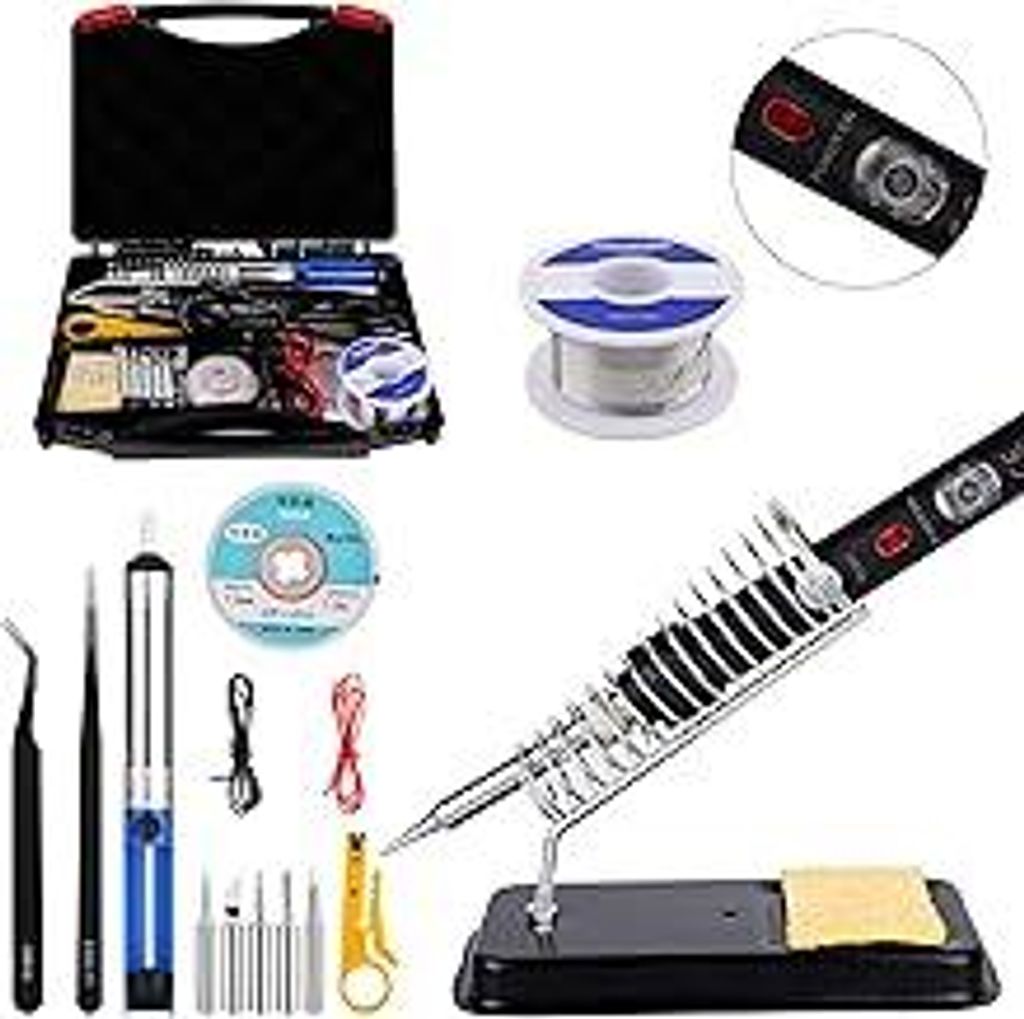 Lötkolben Set, Lötkolben 18 in 1 Lötset 60W Lötstation mit Temperatur Einstellbar 220-480°C, 5 Lötspitzen, Regelbar und EIN/AUS-Schalter für...