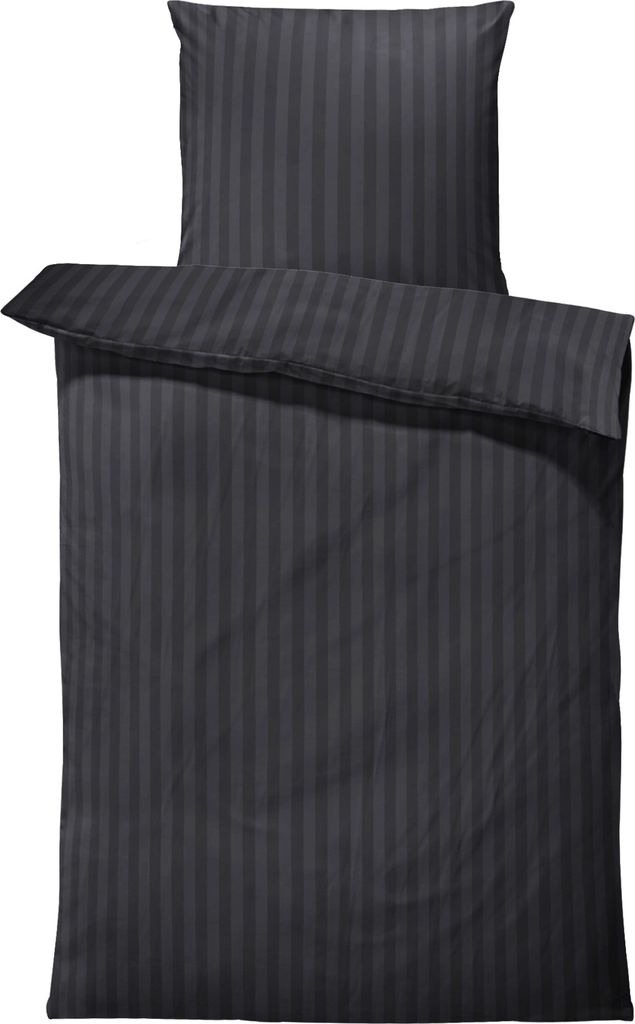 Bettwäsche 155x220 cm Streifen gestreift schwarz Damast Microfaser Übergröße