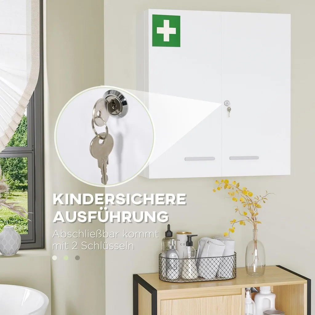 Armoire de pharmacie pour salle de bain familiale, modèle 2 portes