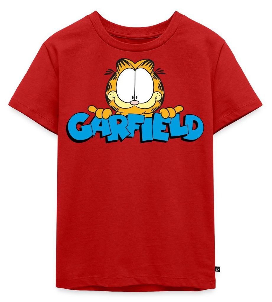 Spreadshirt Garfield Gesicht Logo Kinder Premium T-Shirt, 98/104 (2 Jahre), Rot