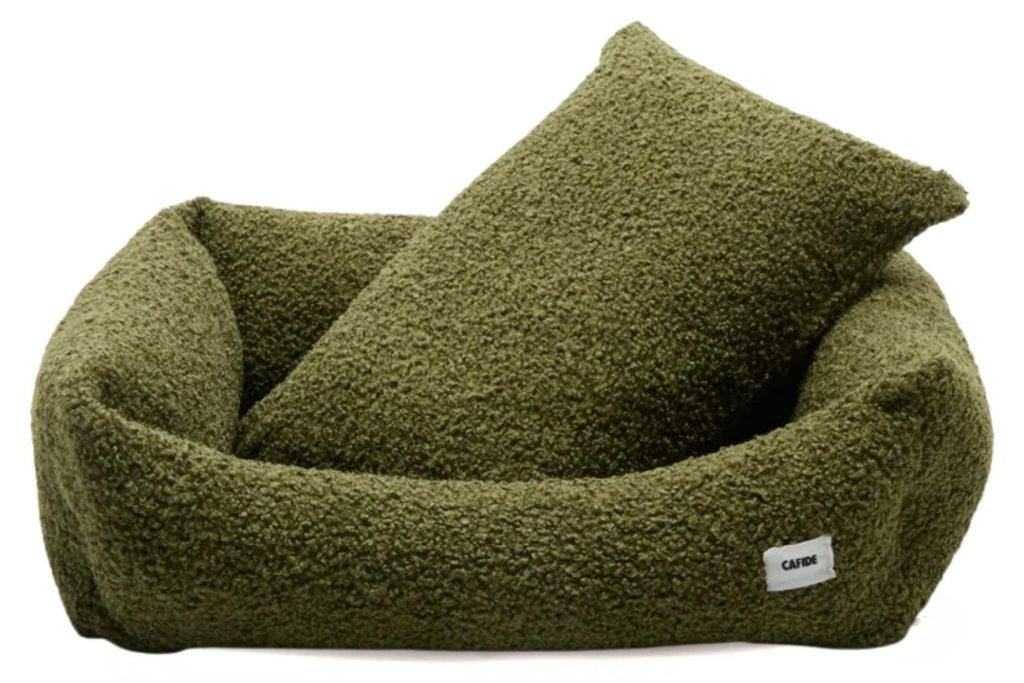 Snozy Hundebett aus grünem Fleece – Größe M (75 x 60 x 20 cm) – weiches Hundebett für Hunde, bequem & gemütlich