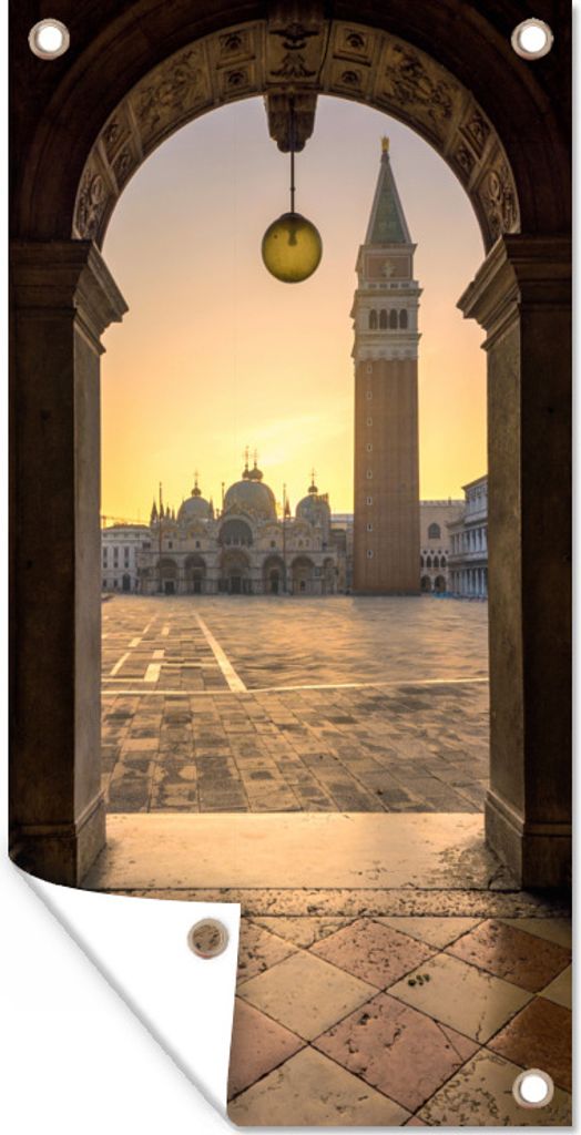 MuchoWow 30x60 cm Outdoor-Poster Gartendeko Sichtschutz Garten Poster für den Garten Italien - Platz - San Marco