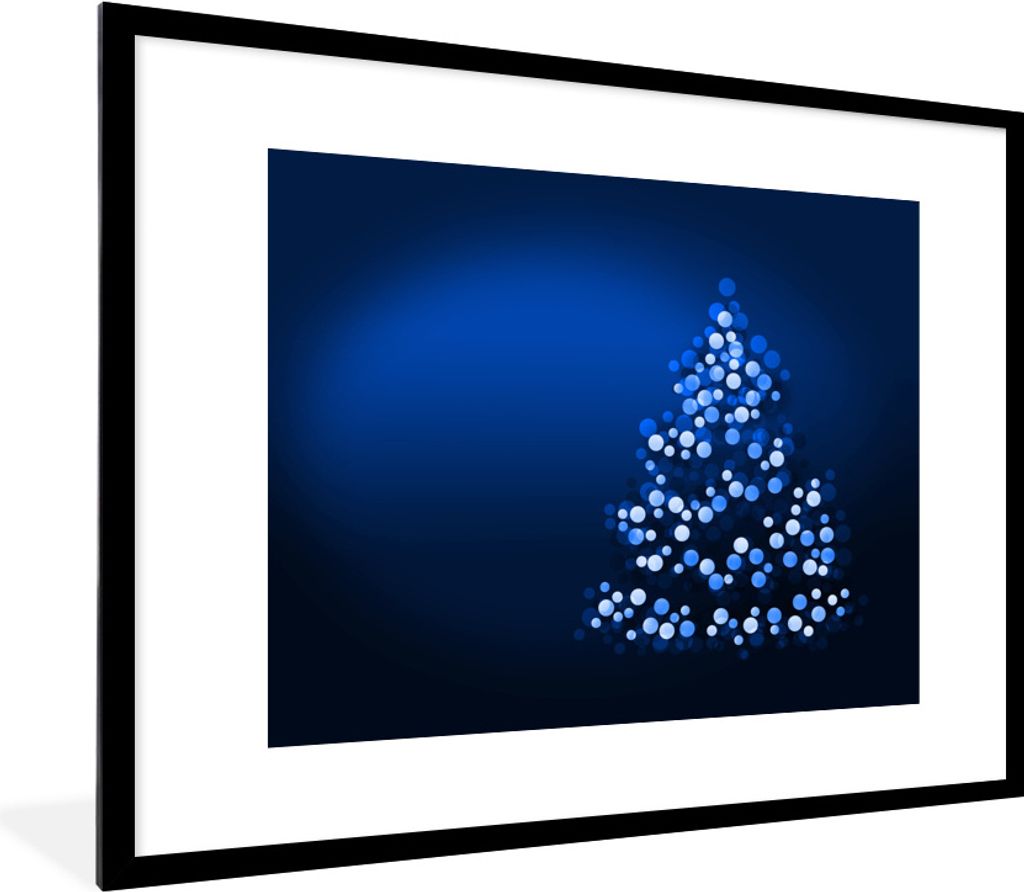 MuchoWow Gerahmtes Poster Ein abstrakt beleuchteter Weihnachtsbaum 80x60 cm - Poster mit Schwarzem Bilderrahmen Wandposter Rahmen Foto Bilder - S...