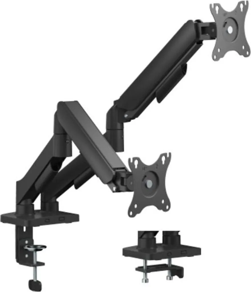 eSTUFF GLB227012 Support Double Écran à Ressort à Gaz pour Bureau