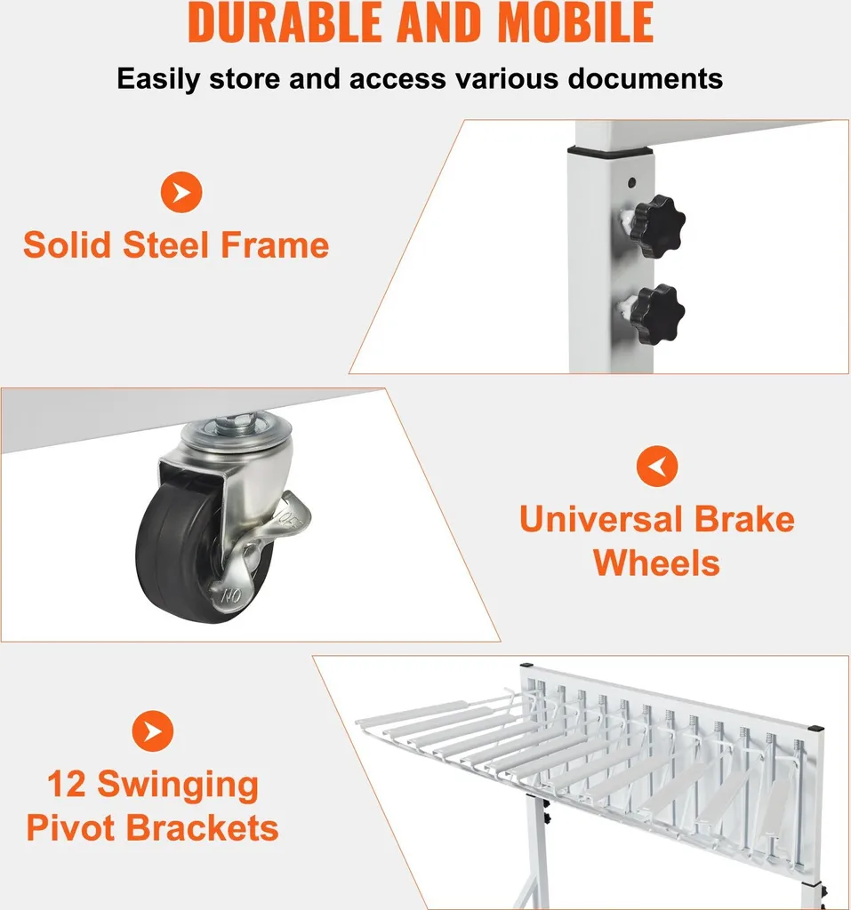 Support de plans de construction mobile avec bras pivotants pour bureau - 4