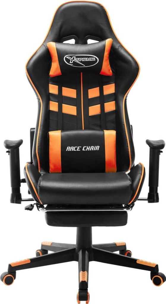 vidaXL Gaming-Stuhl mit Fußstütze Schwarz und Orange Produktbild 