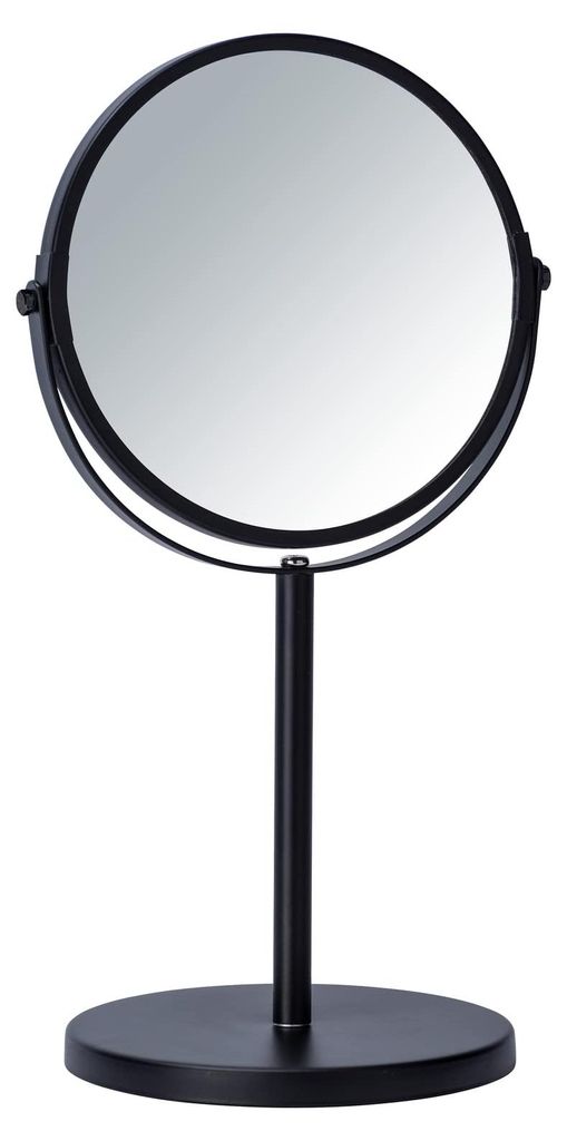 Assisi Kosmetikspiegel, Standspiegel, Ø 17 cm, Schwarz – drehbarer Schminkspiegel mit 3-facher Vergrößerung, Spiegelfläche Ø 16 cm, 300 % Ve...