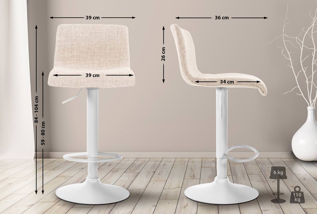 Barhocker HLO-CP20 Stoff W creme