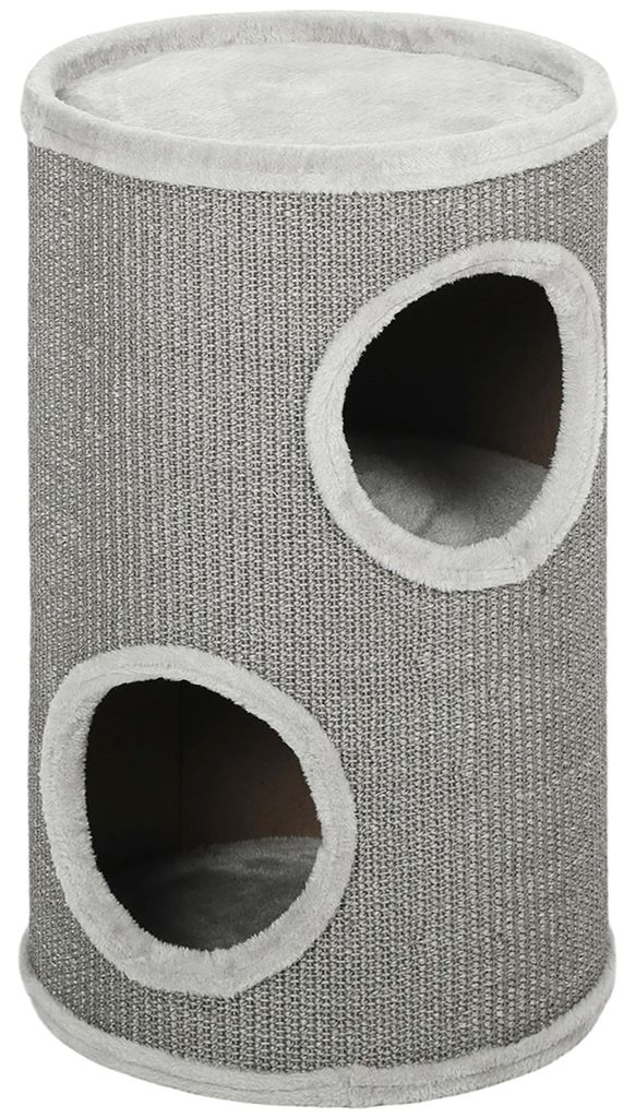 PawHut Krabpalen, 60 cm hoog, Ø 35 cm, kattenhuis met twee Productafbeelding 