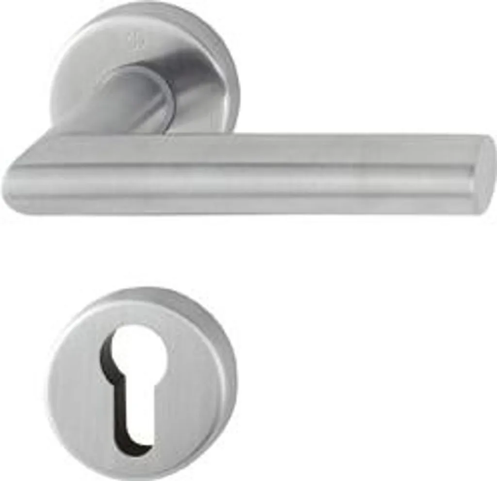 Poignée inox F69 HOPPE E1400Z avec rosace OB et fixation rapide DIN