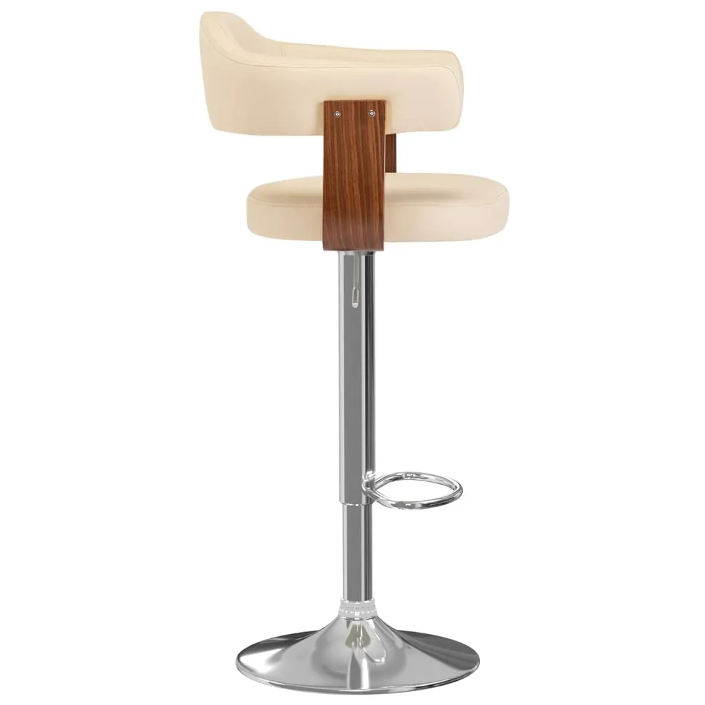 vidaXL Tabouret de bar 2 pcs Crème Bois Courbé et Simili-cuir Chic