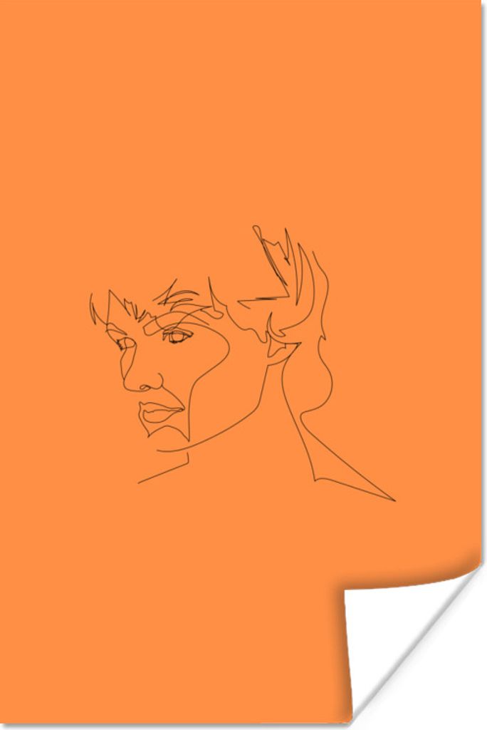 MuchoWow Poster Mann - Porträt - Strichzeichnung 120x180 cm - Kunstposter
