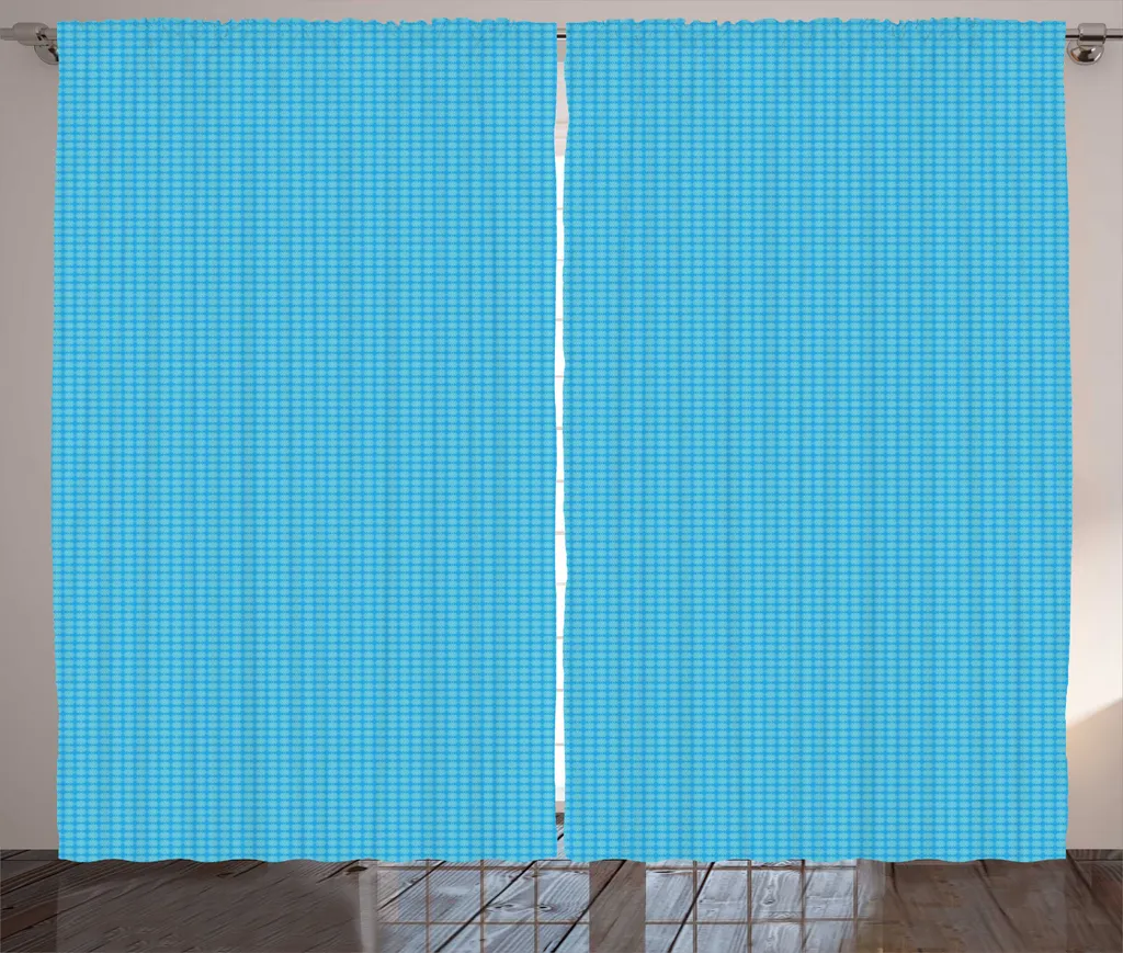 Rideau Abstrait Aqua Tone avec Boucles et Crochets 280 x 225 cm