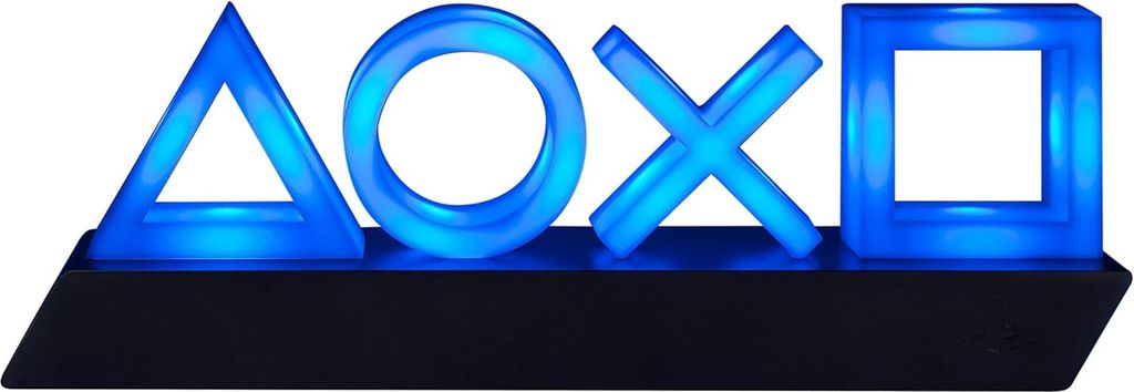 A PlayStation Icons Light PS5 product displayed on a black base.