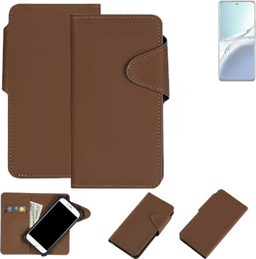 K-S-Trade Schutzhülle Klapphülle Kunstleder kompatibel mit Oppo F27 Pro+ braun Handy Hülle Wallet Case
