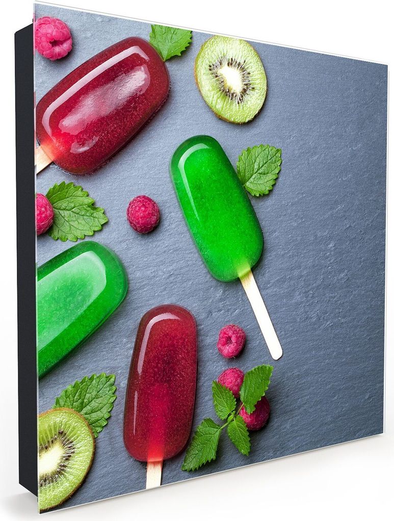 Nachbildung-Schlüsselkasten, Magnetpinnwand und Memoboard mit Glasfront Motiv Fruchteis mit Kiwi