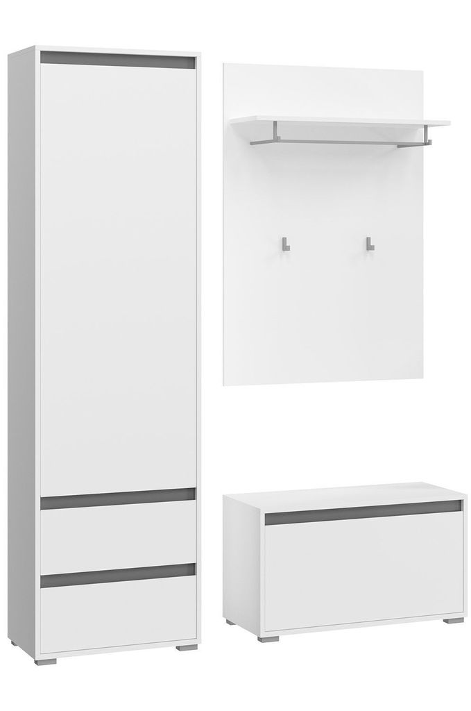Torino Garderobenmöbel Set weiß.