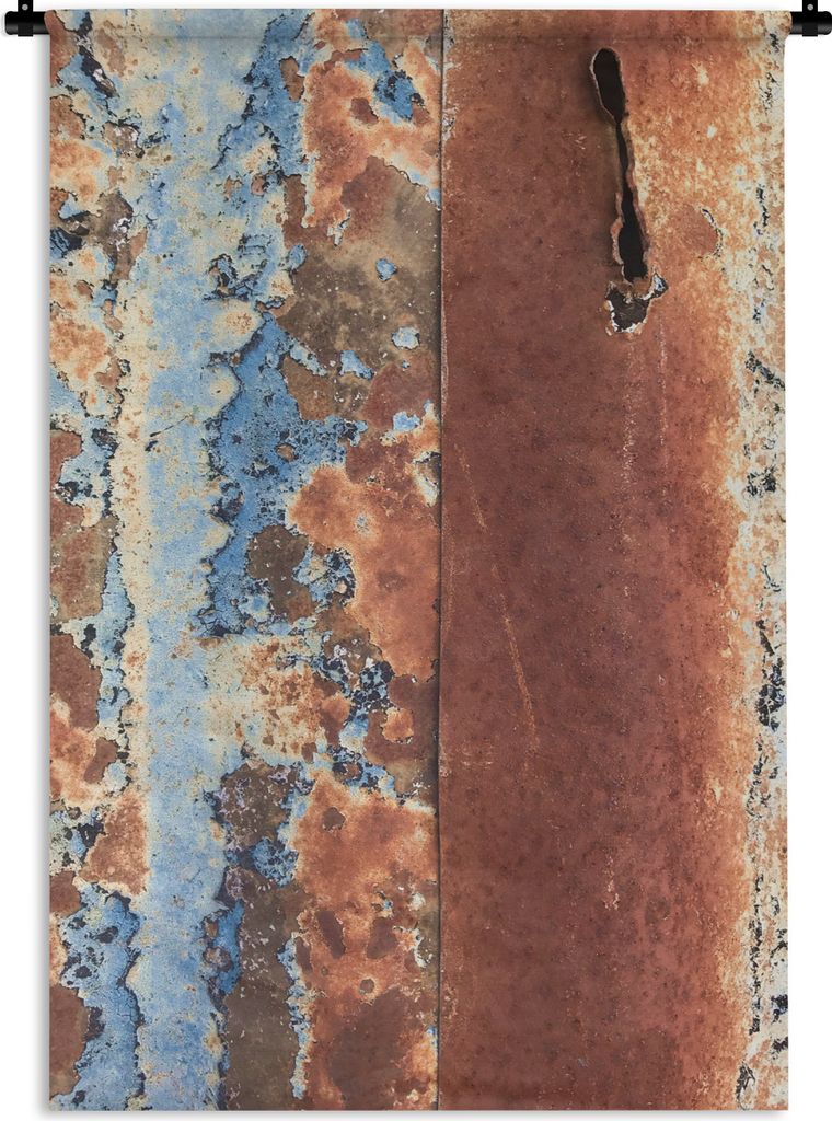MuchoWow Wandteppich Wandbehang Blau - Rost - Braun 90x135 cm Tapisserie Dekoration Wandtuch - Baumwolle - Wandskulptur