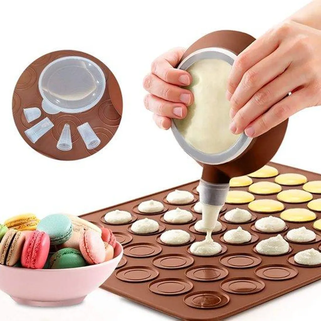 Tapis silicone macarons grand format 48 pièces avec poche et douilles