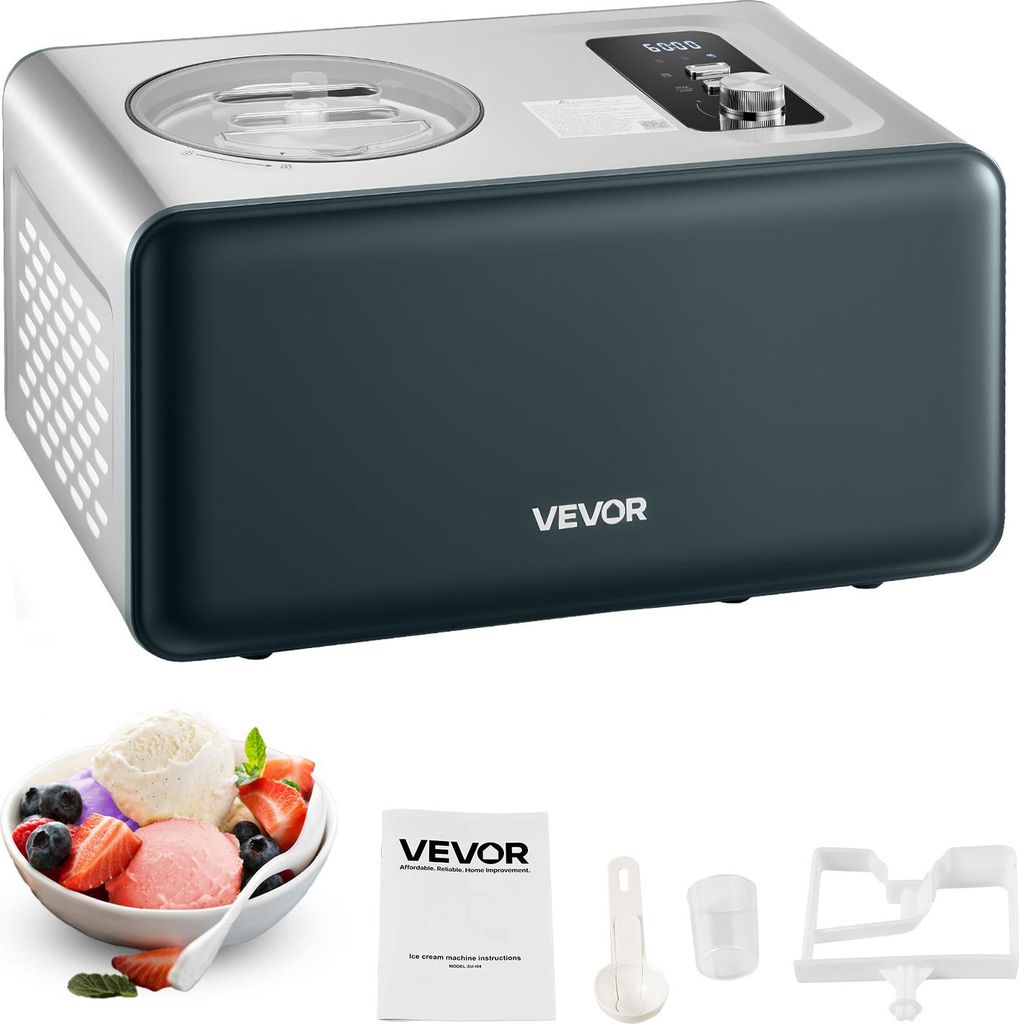 VEVOR automatische Eismaschine 1,5 L mit eingebautem Kompressor (150 W) kein Vorgefrieren, Ice Cream Maker mit 3 Modi, elektrischer Eismaschine Sor...