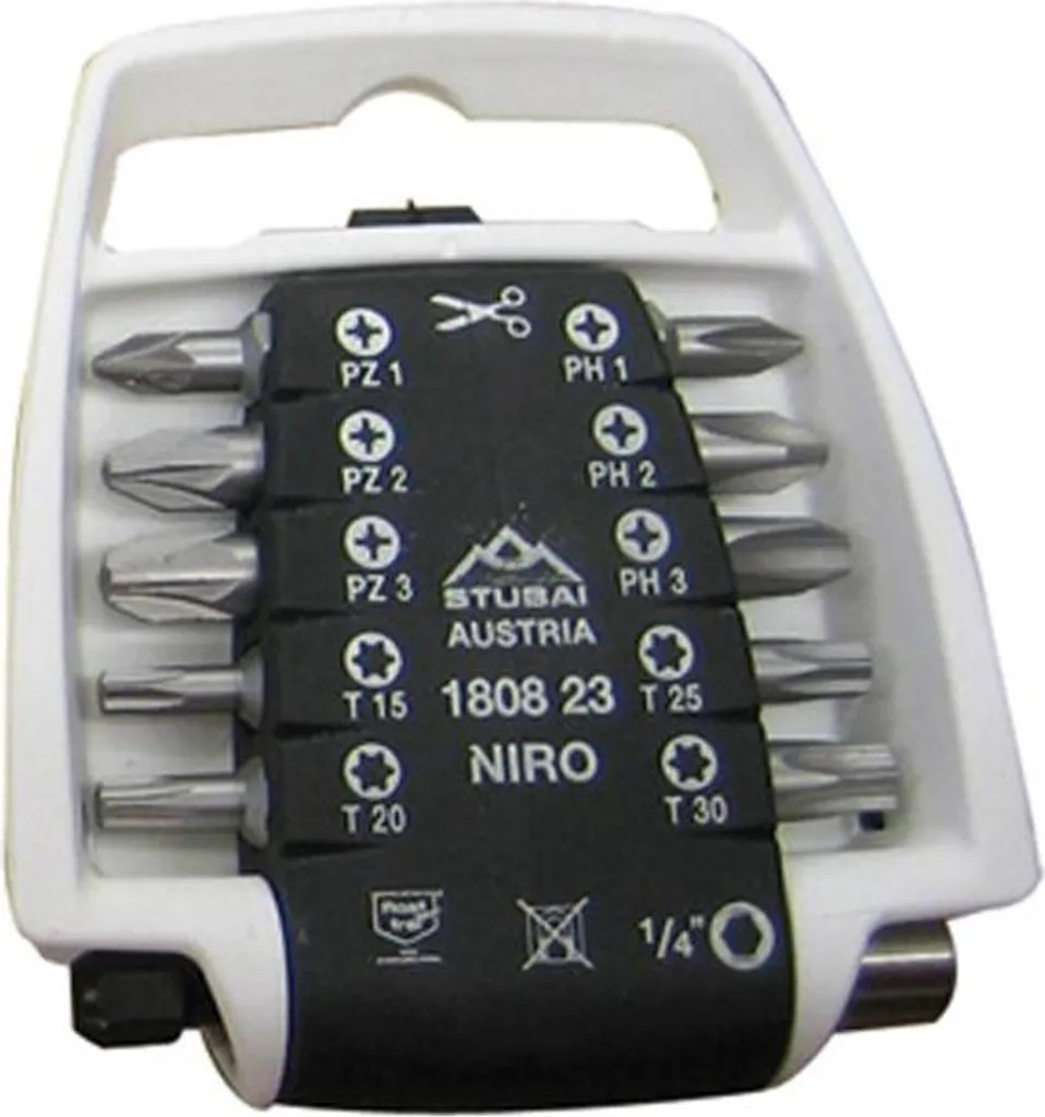 STUBAI Bit Clip Set Blanc NIRO 11 pcs PZ PH TX - Coffret d'Embout Pro
