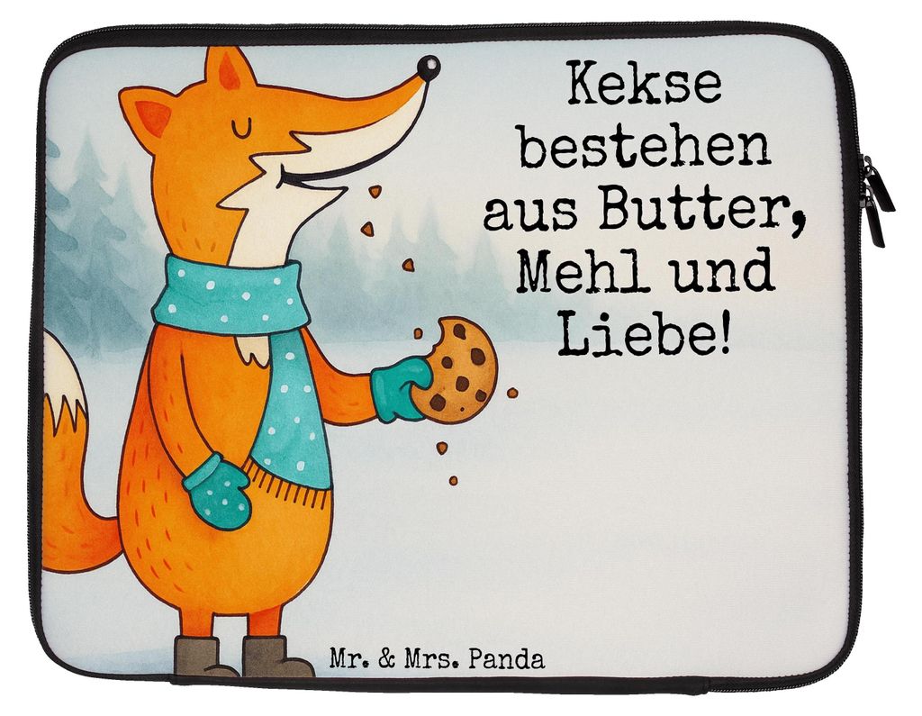 Mr. & Mrs. Panda Hülle Laptop Fuchs Keks Design 33 x 42 cm - Weiß - Geschenk, Frieren, Laptophülle, Weihnachtlich, Winter, Kekse, Sleeve, Laptop...