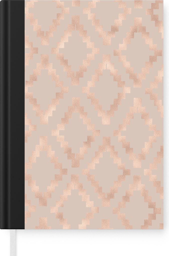 MuchoWow Notizbuch Tagebuch Haushaltsbuch Notebook A5 Muster - Rose Gold - Beige - Notizblock - Notizheft - Notebook - Schreibblock - Papier