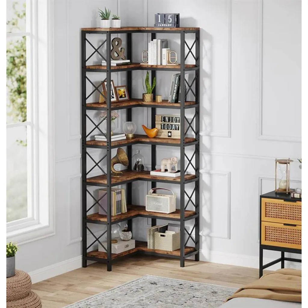 Meuble de rangement d'angle pour livres - Bibliothèque compacte 2 étages - 3