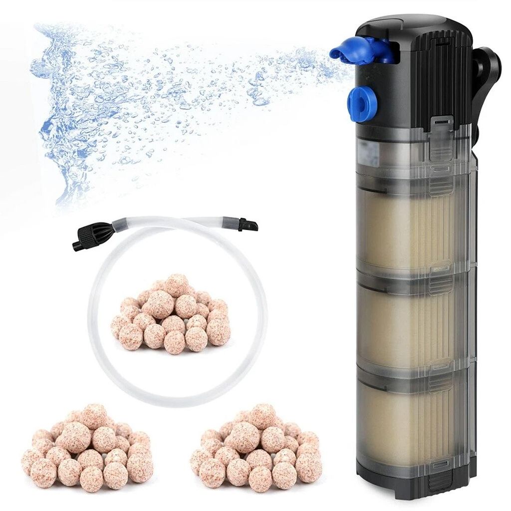 Aquariumfilter CF-1500S, 3-in-1 Filter, Zirkulationspumpe, Belüftungspumpe,Aquarium Innenfilter für Süß und Salzwasser