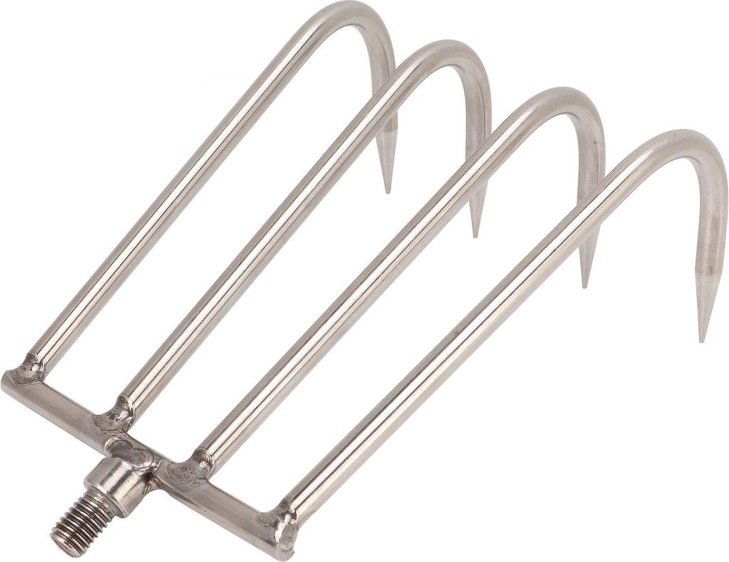 Handrechen aus Edelstahl mit 4 Zähnen Tragbarer Unkrautrechen für Gewässer mit 8mm Gewindeanschluss zum Angeln S