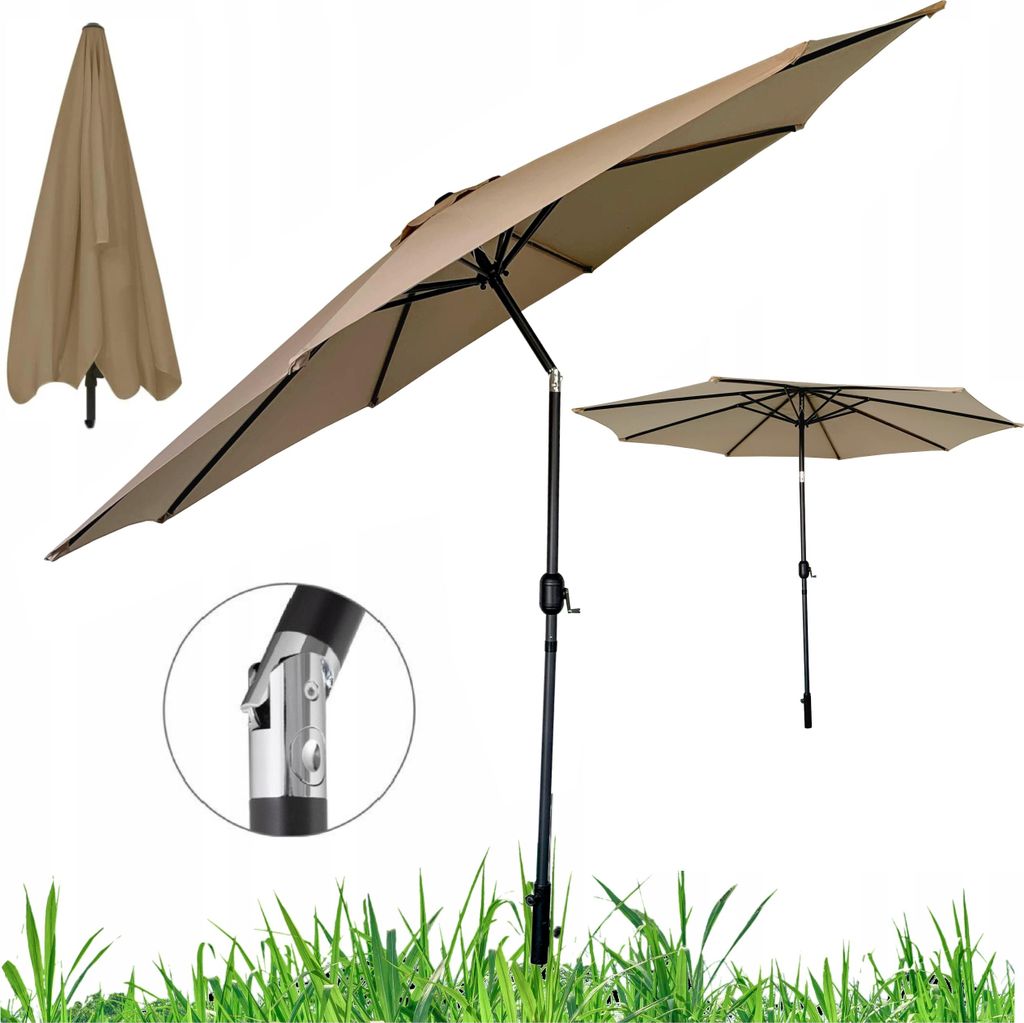 Ekspand | Sonnenschirm groß 300 cm - c.beige - stabil, faltbar, 8 Segmente - ideal für Balkon und Garten