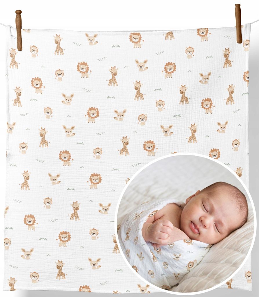 Musselin Mullwindel 120x120 cm – Dickes Mulltuch gekreppt, Baby Einschlagtuch & Decke