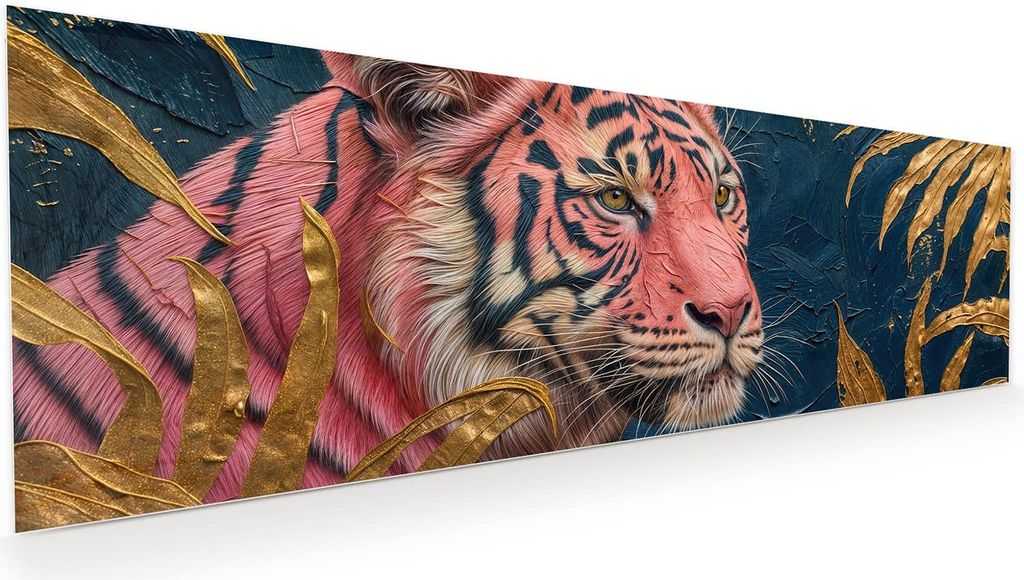 Glasbild 120x40cm in XXL für Wohnzimmer, Schlafzimmer Motiv Tiger Porträt