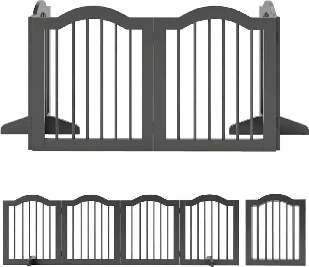 Barrière Chien 4 Panneaux sans Perçage 208cm avec Pieds de Stabilisation
