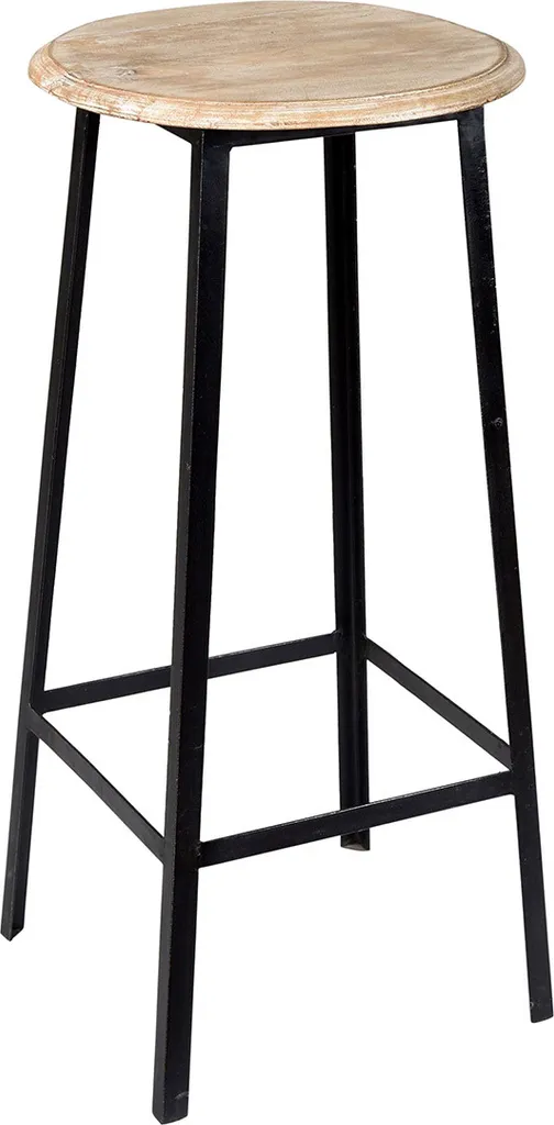 Sgabello da bar - nero con seduta in legno di mango chiaro - set da 2