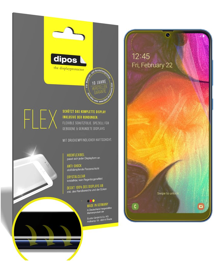 3x Schutzfolie für Samsung Galaxy A90 5G Folie, 100% Displayabdeckung, dipos Flex
